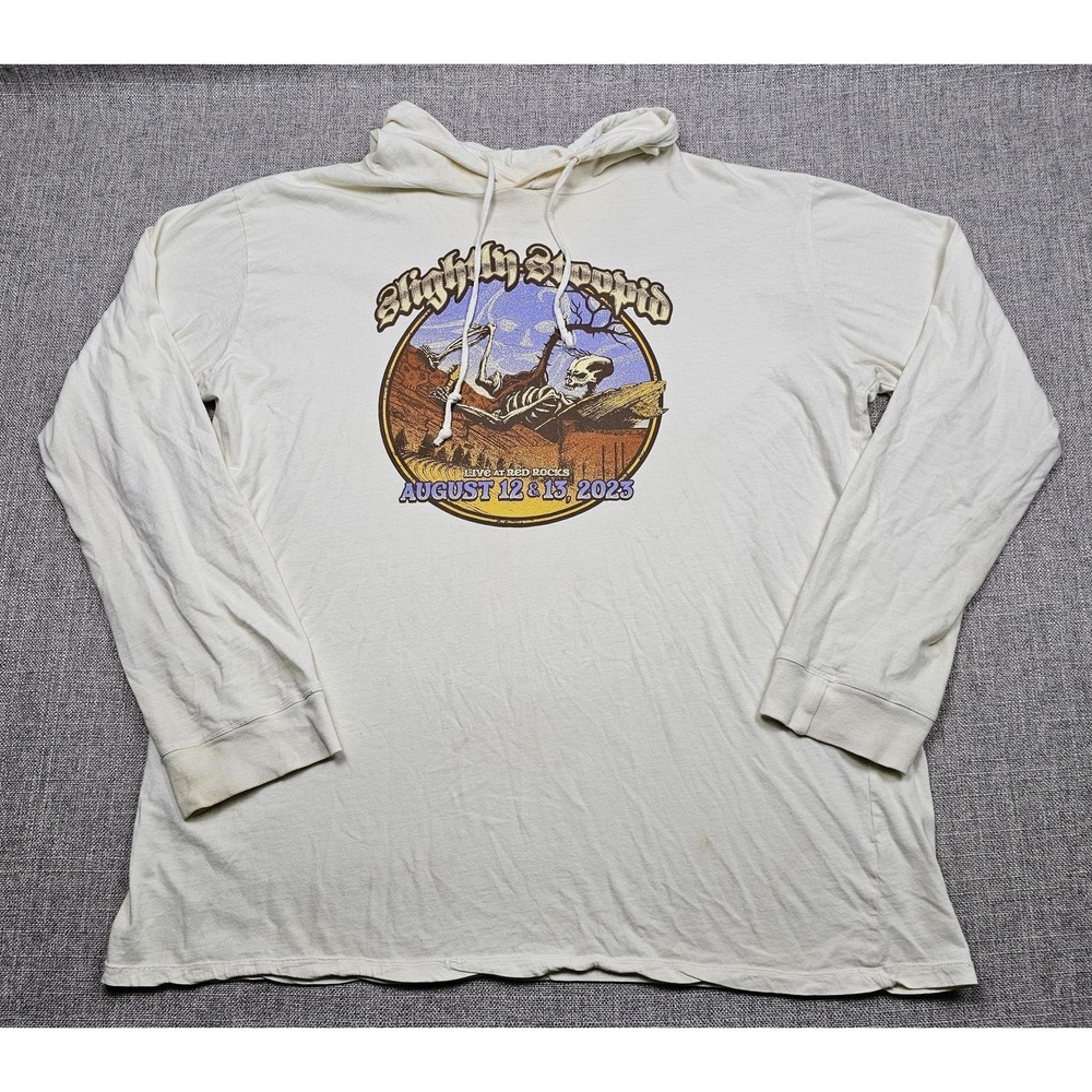 Slightly Stoopid Shirt Mens 2XL White Red Rocks Concert Long Sleeve Hoodie